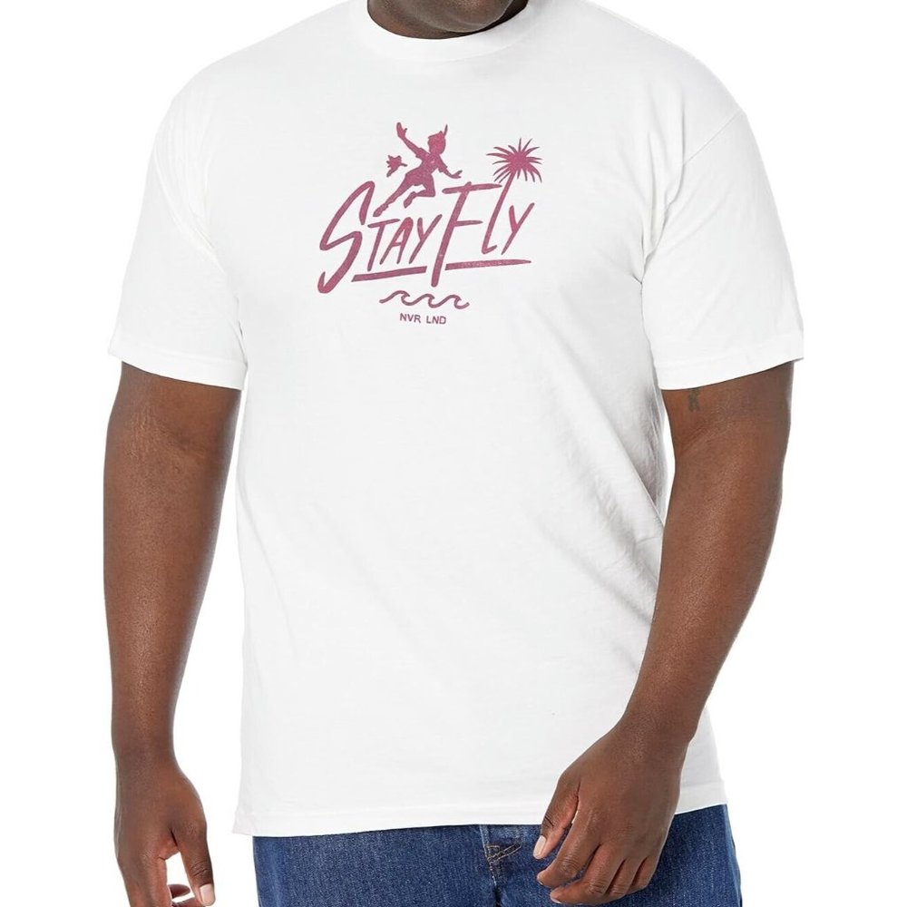 Disney Tinkerbell Stay Fly Men's Short Sleeve T Shirt White 2XL